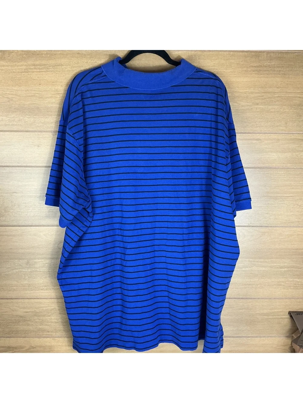Polo Ralph Lauren Blue Black Striped Polo Shirt 4XB Big Tall Cotton Short Sleeve